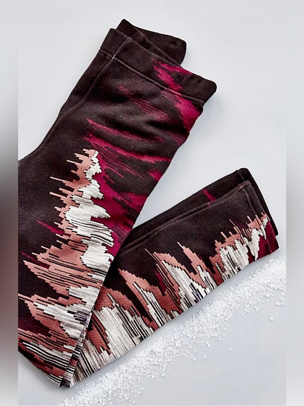 Free People Black Jeans with Pink and White Abstract Pattern